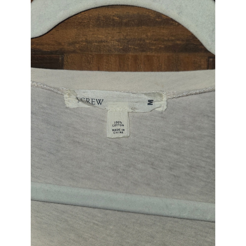 J.Crew Womens Ivory Embellished Floral Beaded V-Neck Cotton T-Shirt Size M NEW - Picture 4 of 6